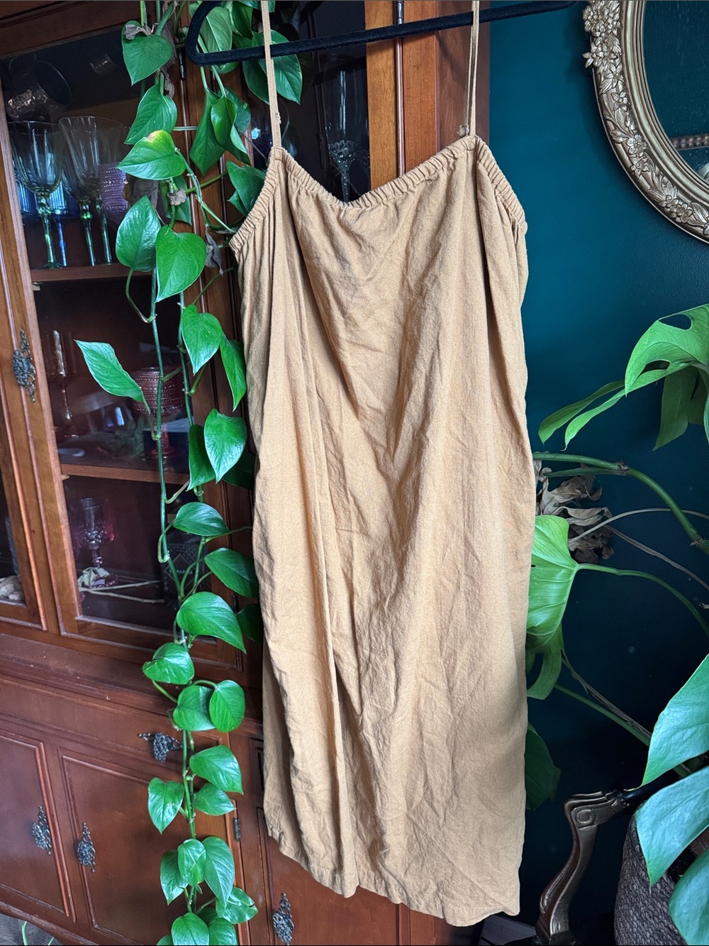 a new day Tan Maxi Slip Dress with Thin Straps